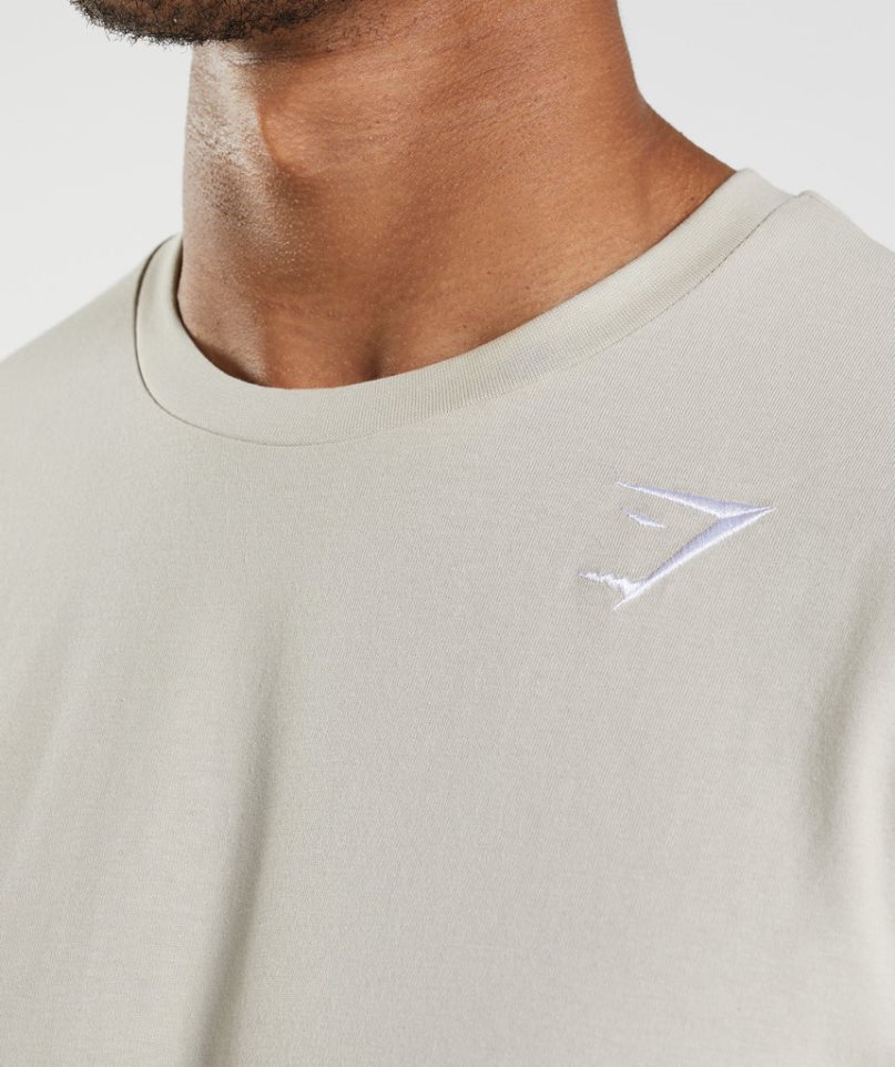 Men's Gymshark Crest T-Shirts Cream | NZ 5XLEUM